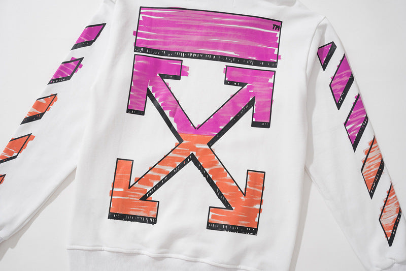 OW  hoodie pink orange gradual change arrow pattern hooded