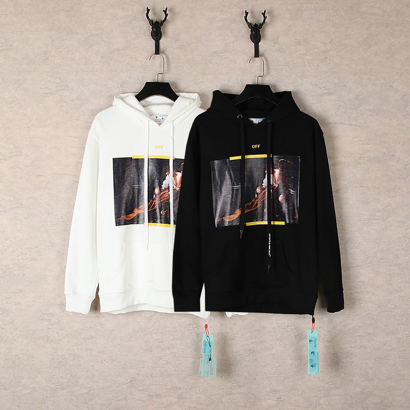 OW  hoodie oil painting series pattern arrow hooded