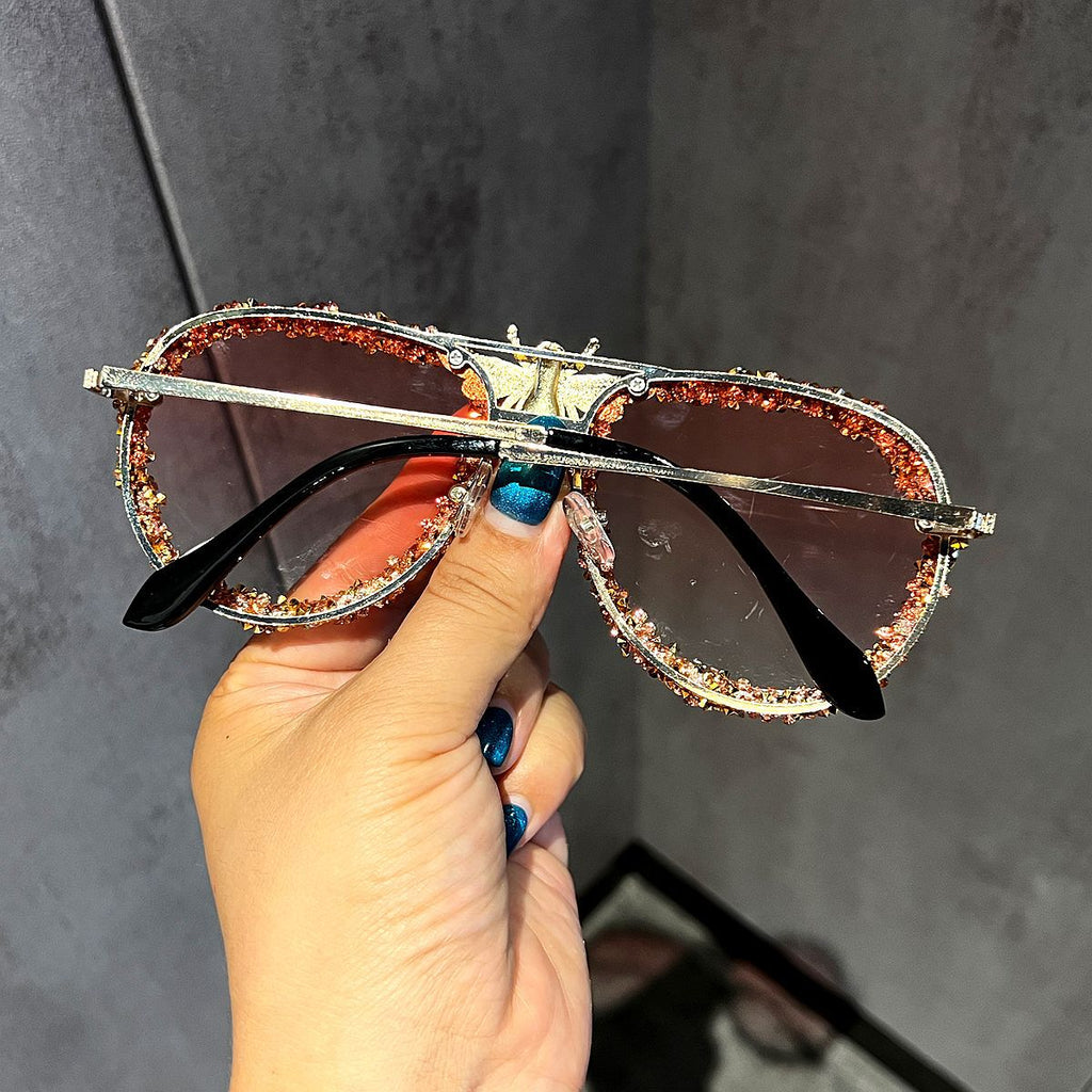 Trendy punk glasses bee diamond retro