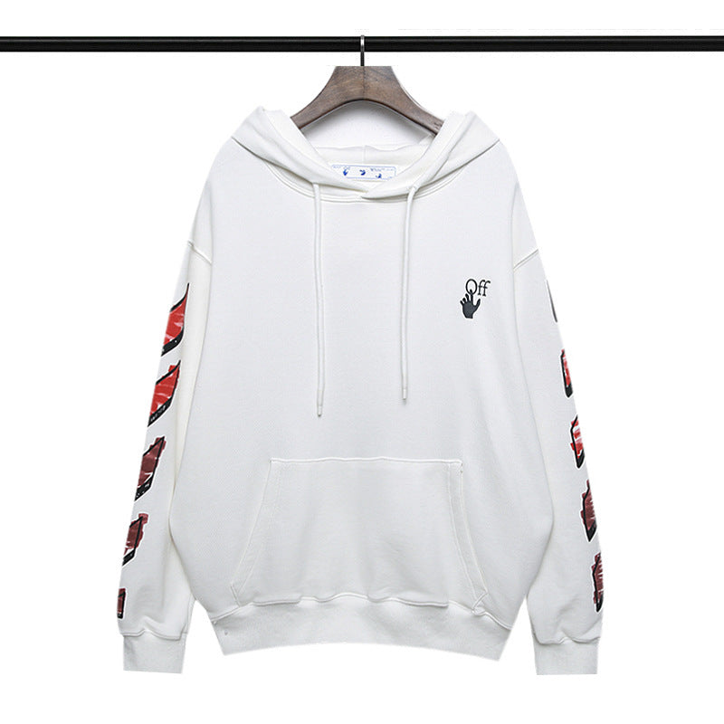 OW  hoodie red gradual change arrow pattern hooded