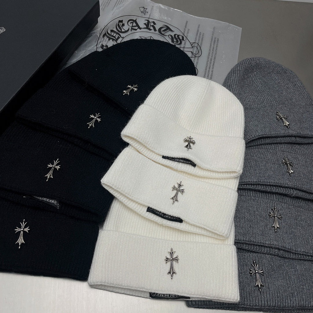 Chrome Hearts Knit Hat - Warm, Casual, Trendy Winter Streetwear Cross