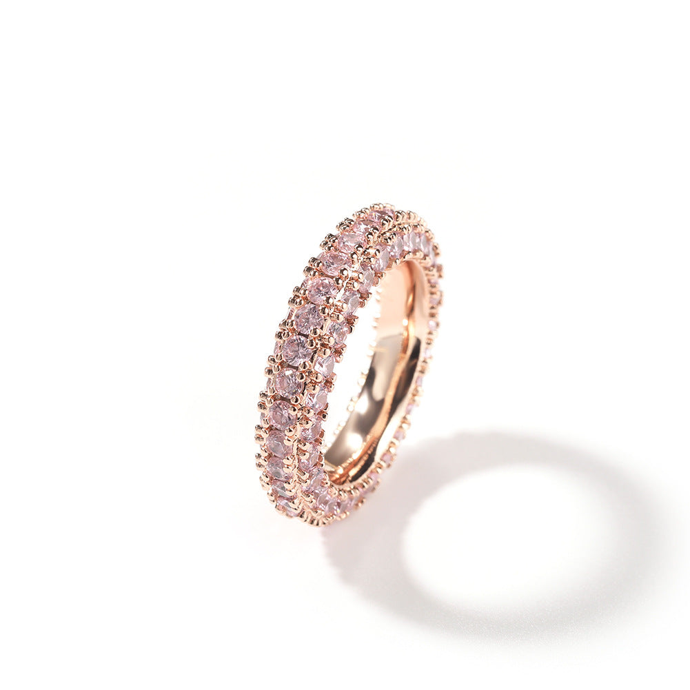 Rings Simple Three-Sided Zircon Design Hip Hop Ring St. Valentine's