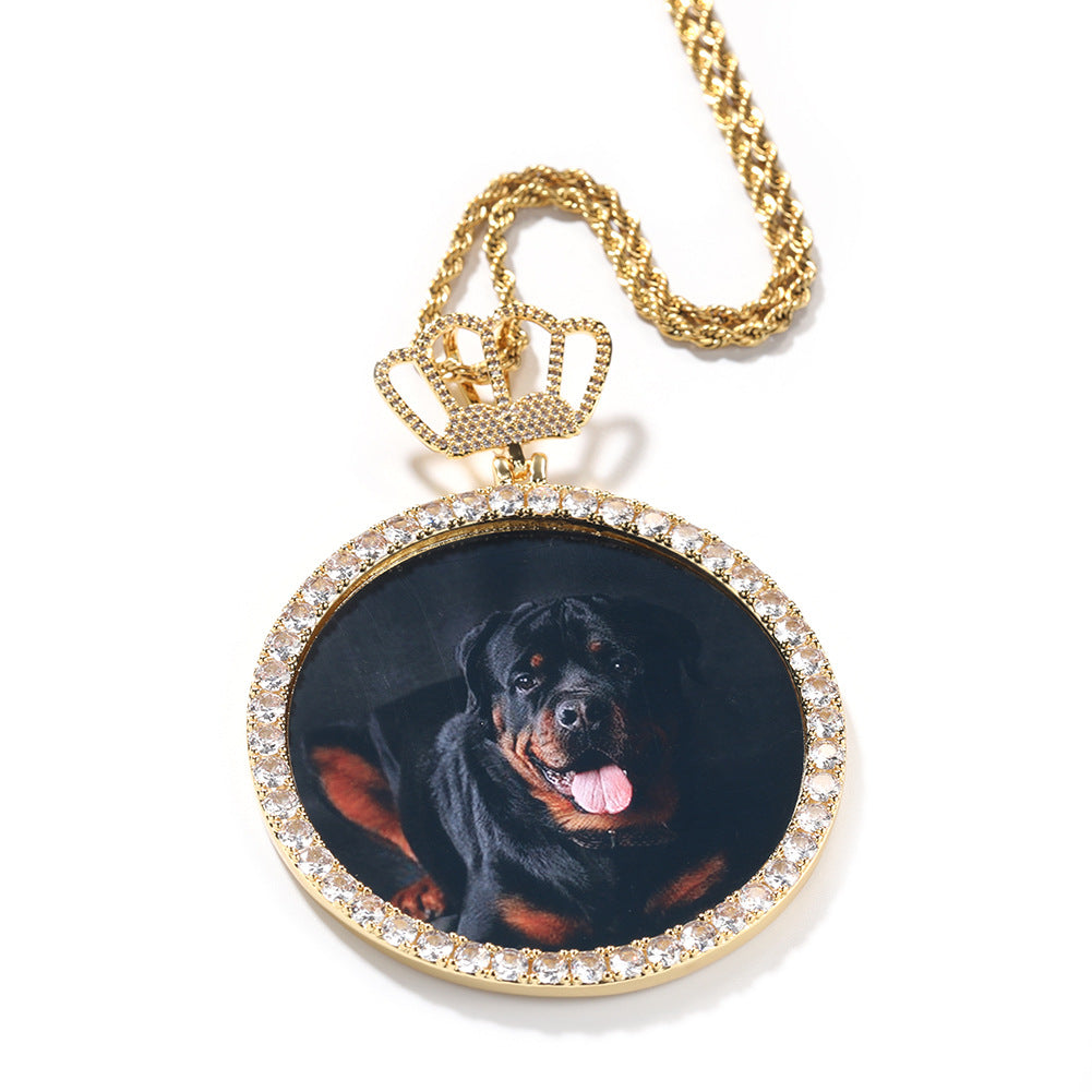 Jewelry Hip Hop Pendant Gold Silver Rose Gold Round DIY Pendant Necklace Animal