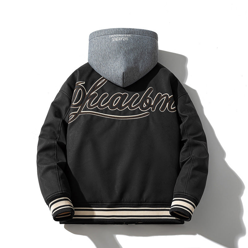 Mens Vintage Jackets Autumn and Winter PU Leather Baseball Uniform
