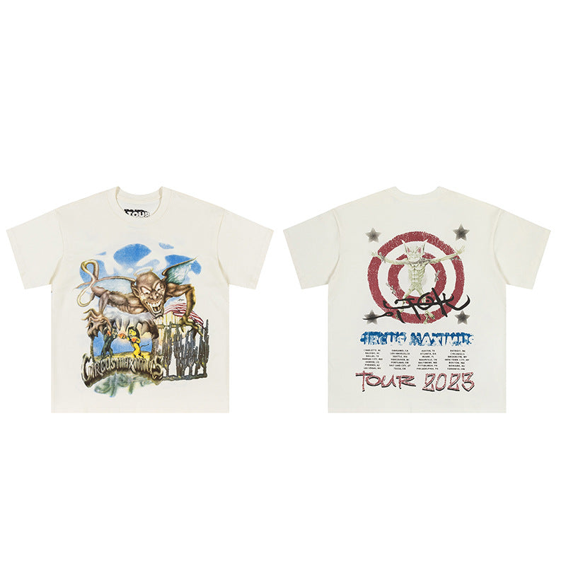 Travis Scott T-Shirt Travis Scott Utopia Tour Casual Print Short Sleeve T