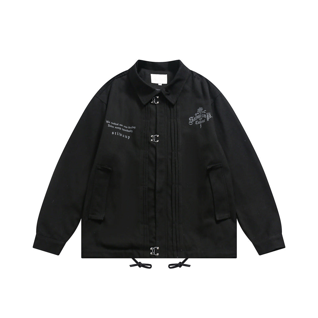 Unisex Jacket Workwear Jacket Lapel Loose Motorcycle Jacket