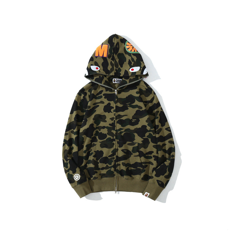 Ape Hoodie Classic Camo Shark Hooded Cardigan Zip Embroidery