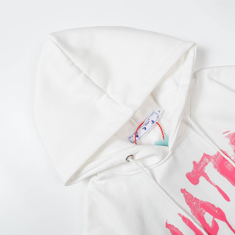 OW  hoodie Graffiti Alphabet Arrow Pattern Fleece Hood