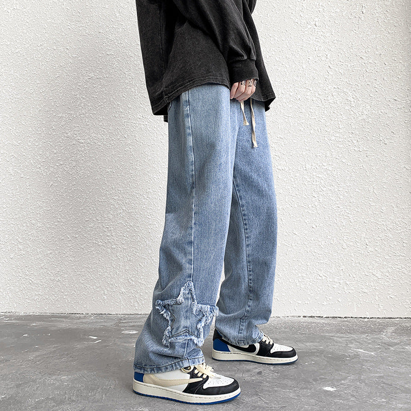 Men Jeans Retro Washed Casual Trousers
