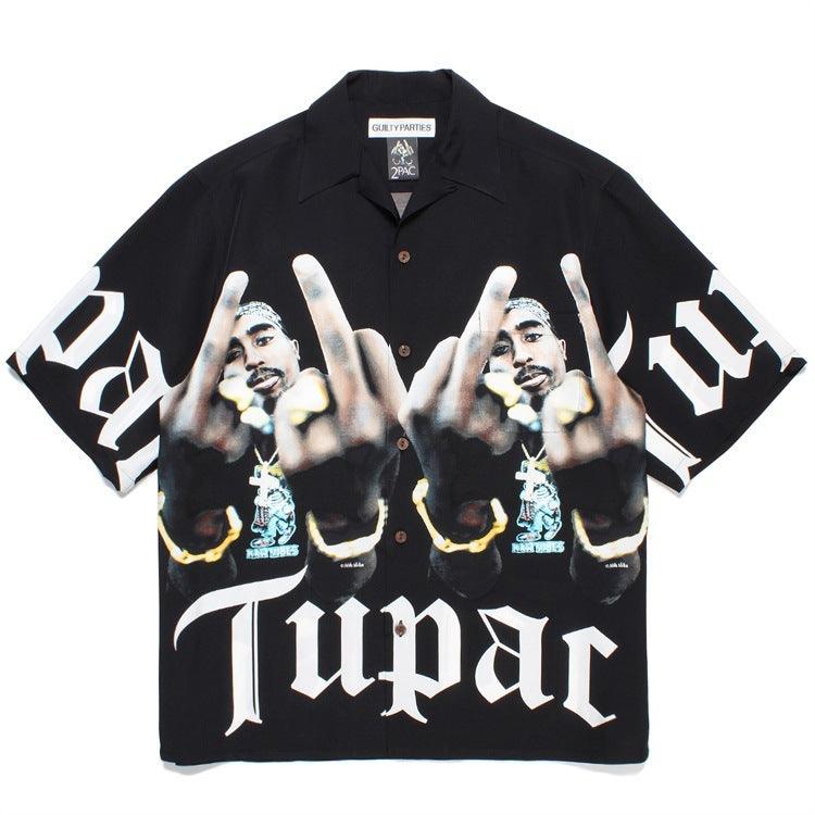 GUILTYPARTIES TIGER Shirts TIGER 23SS 2PAC Five-pattern full print casual Hawaiian short-sleeved shirt men