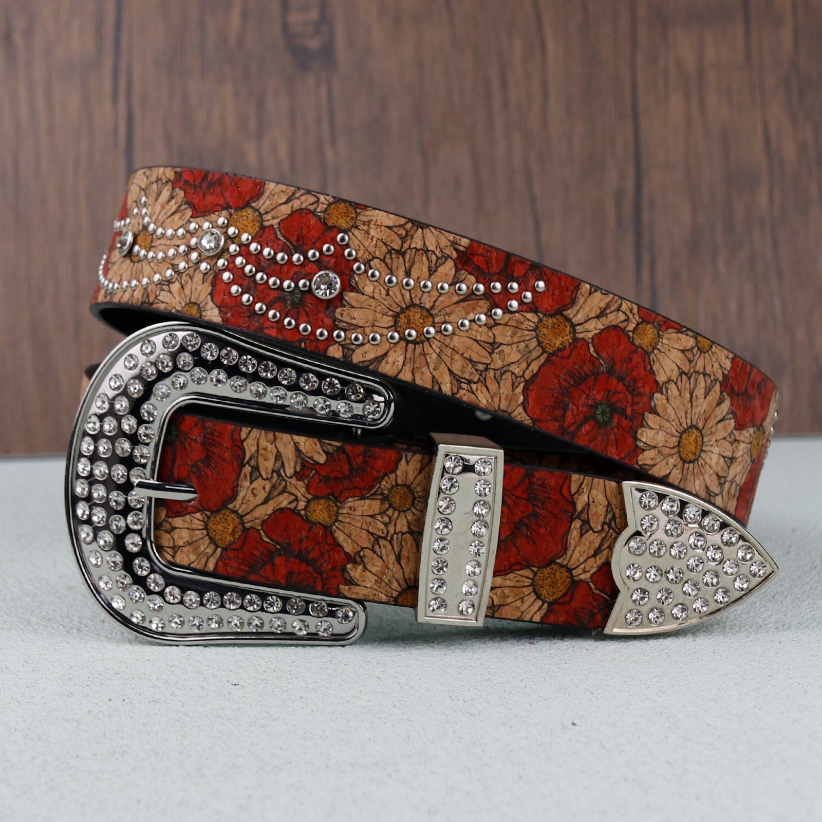 Hip-hop punk rhinestone belt python pattern