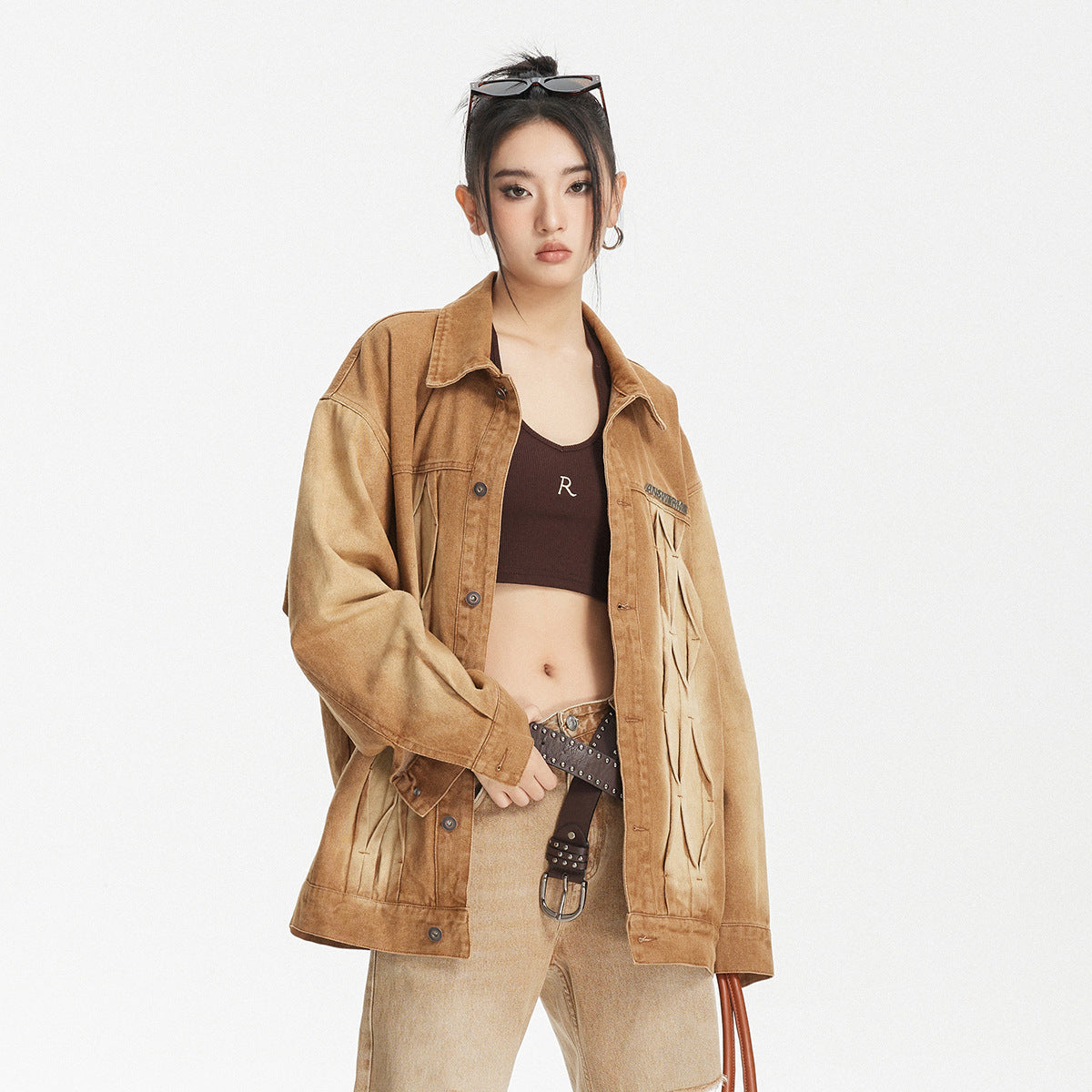 Unisex Jacket Vintage Distressed Washed Denim Jacket Loose Jacket