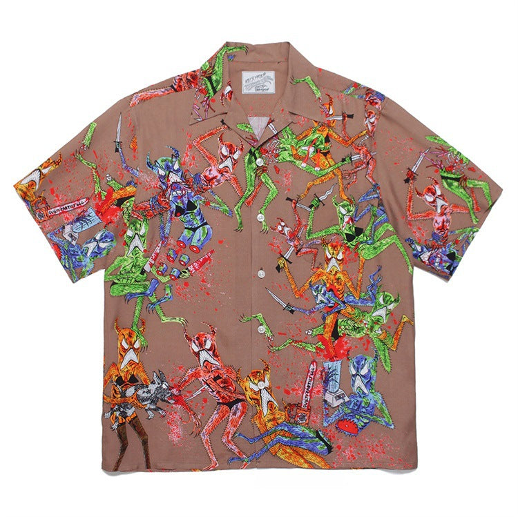 GUILTYPARTIES TIGER Shirts Anniversary Limited Ghost Graffiti Devil Angel Hawaiian Short Sleeve Shirt Men