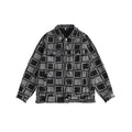 Unisex Jacket Vintage Plaid Denim Jacket for Men and Women Baggy Coat