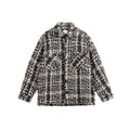 Unisex Jacket Vintage Coat Spring and Autumn Loose Plaid Wool Top