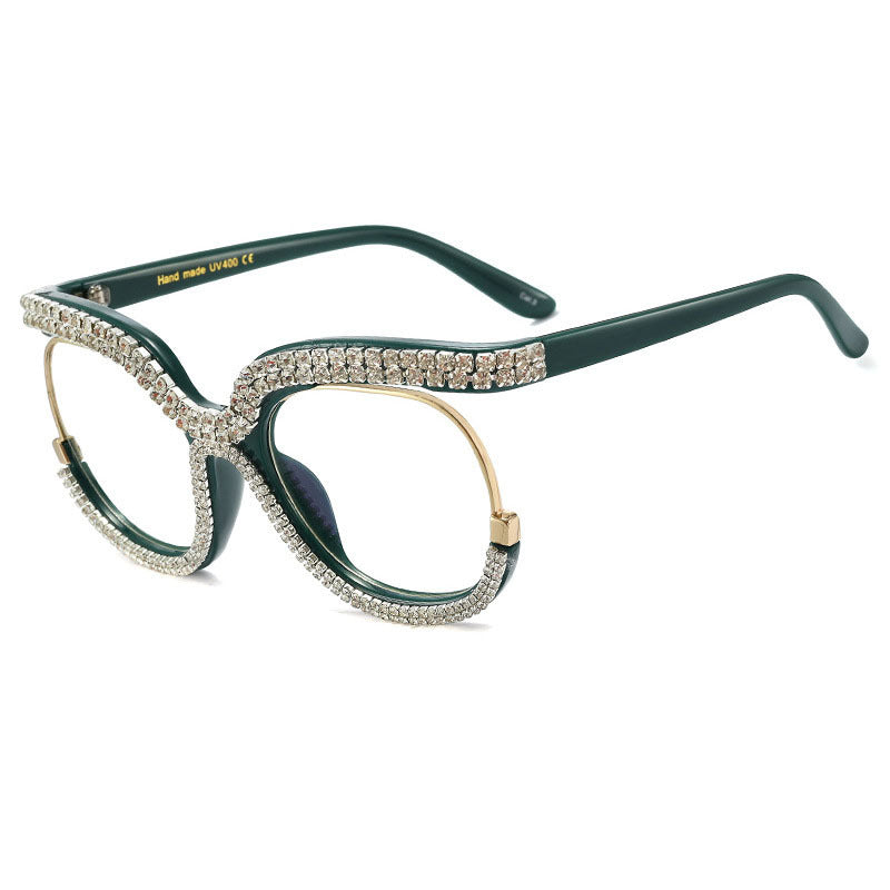 Trendy punk glasses with diamonds