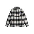 Unisex Jacket Vintage Plaid Loose Stand Collar Jacket Spring and Autumn Coat