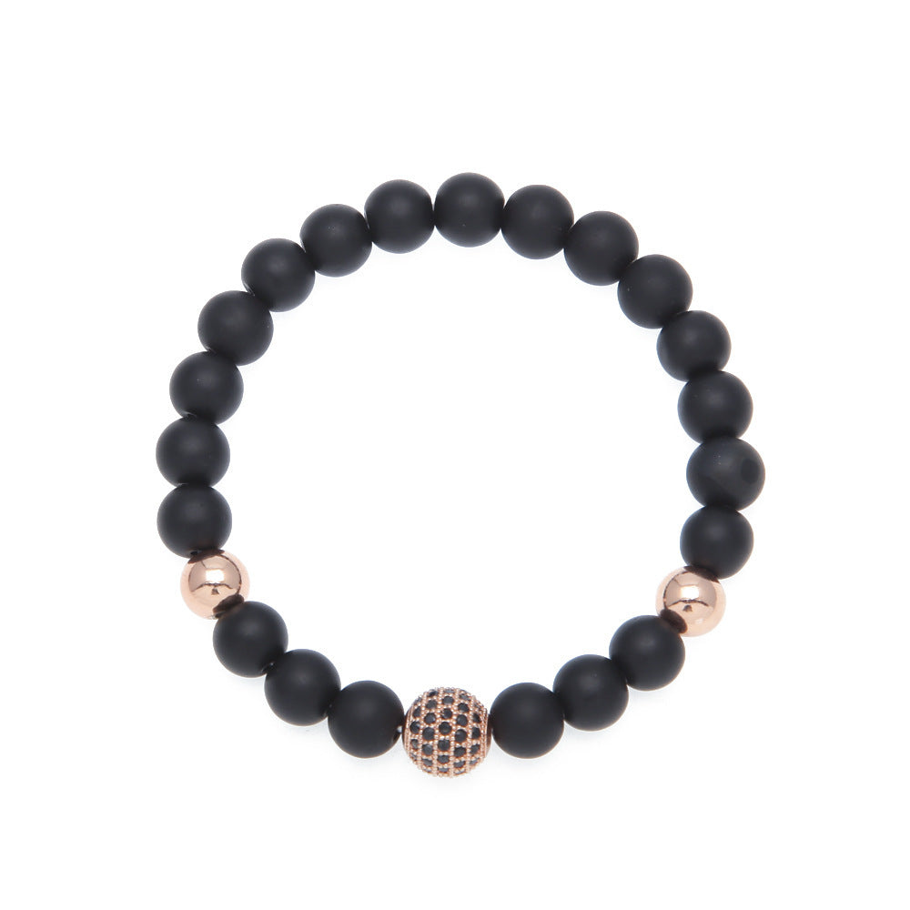 Bracelet Tiger's Eye Volcanic Stone Agate Microencrusted Zircon Hip Hop Royalty