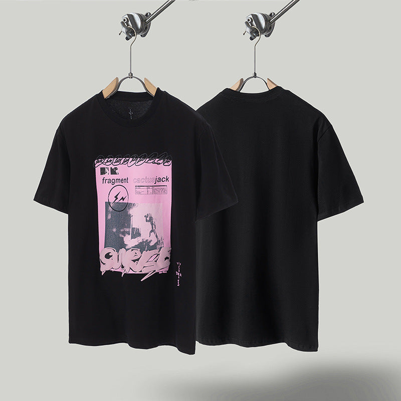 Travis Scott T-Shirt Travis Scott Pink Printed Short Sleeve T-Shirt