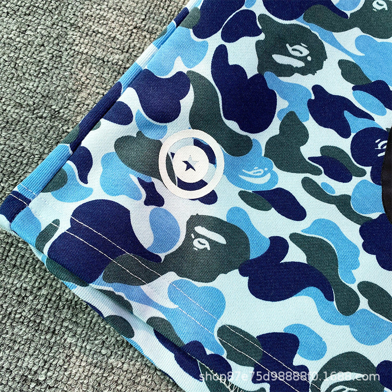 Bathing ape Bape Shorts Camo Alphabet Shark Straight Beach Pants
