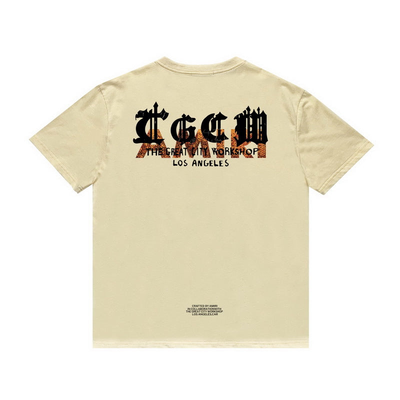 Amiri T Shirt Printed Casual Hip Hop round Neck Short Sleeve T-shirt