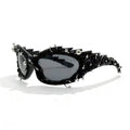 Trendy punk glasses dark asymmetrical frame