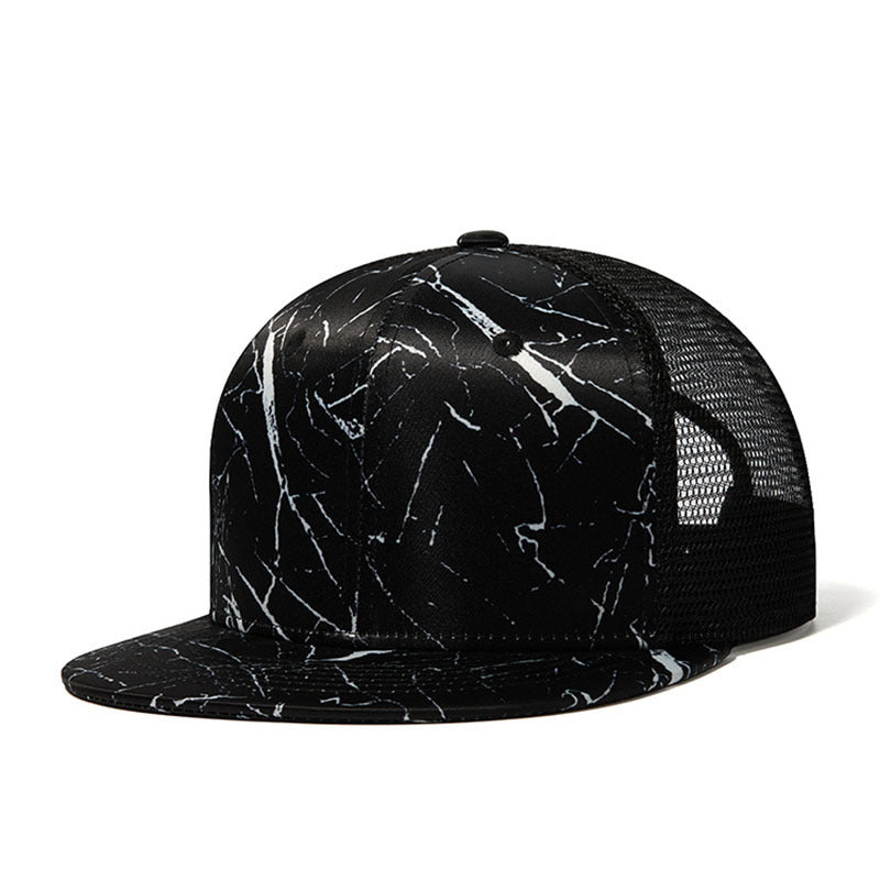 Trendy flat brimmed snapback hats mesh summer breathable sun shade