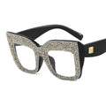 Trendy punk glasses large frame with diamonds