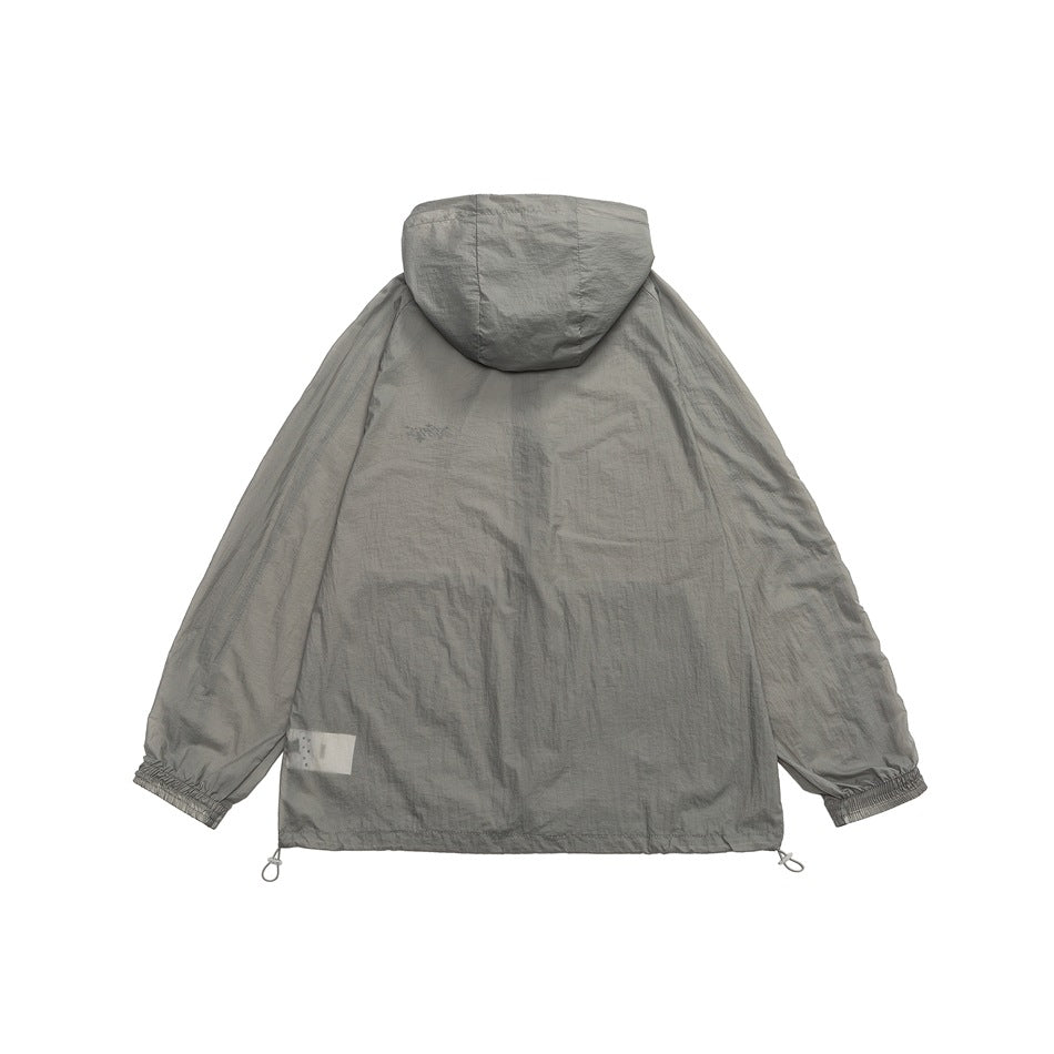 Unisex Jacket Vintage Sports Jacket Loose Hooded Sunscreen Coat