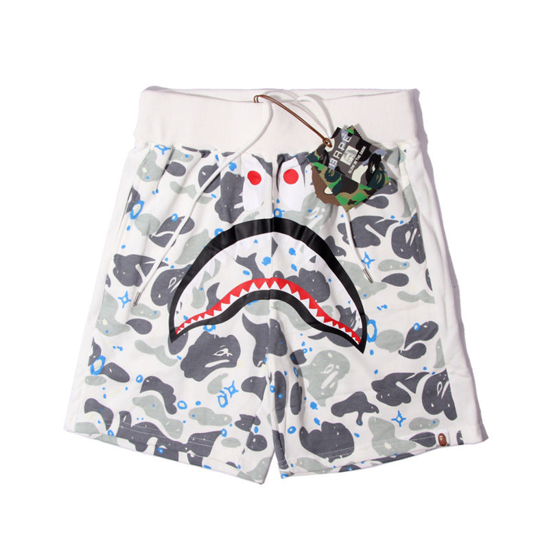 Bathing ape Bape Shorts Camo luminous shark mouth shorts five-point pants straight beach pants