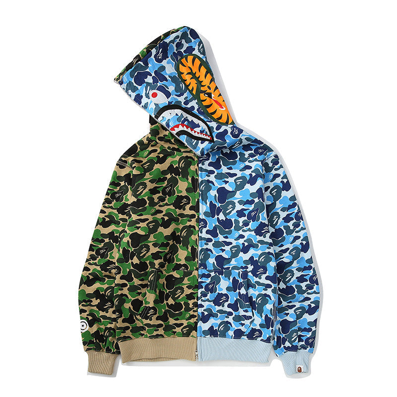 Bathing Ape Hoodie Shark Stitching Sweater Men's Cardigan