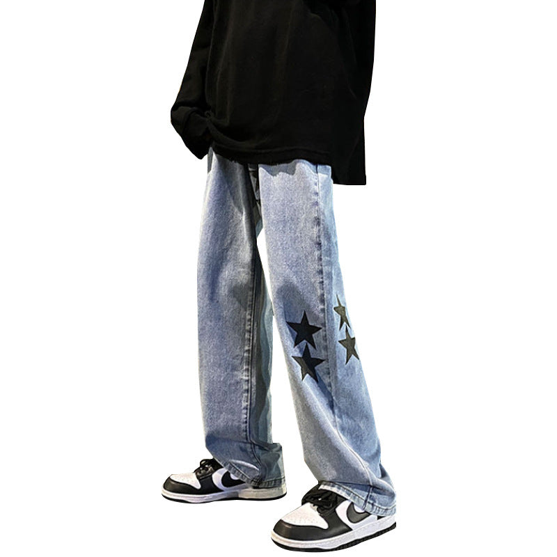 Men Jeans Spring and Autumn Wide Leg Trousers Hip Hop Retro Pants