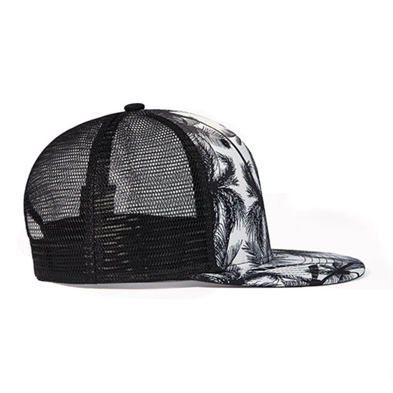 Trendy flat brimmed snapback hats mesh wide brim sun shade