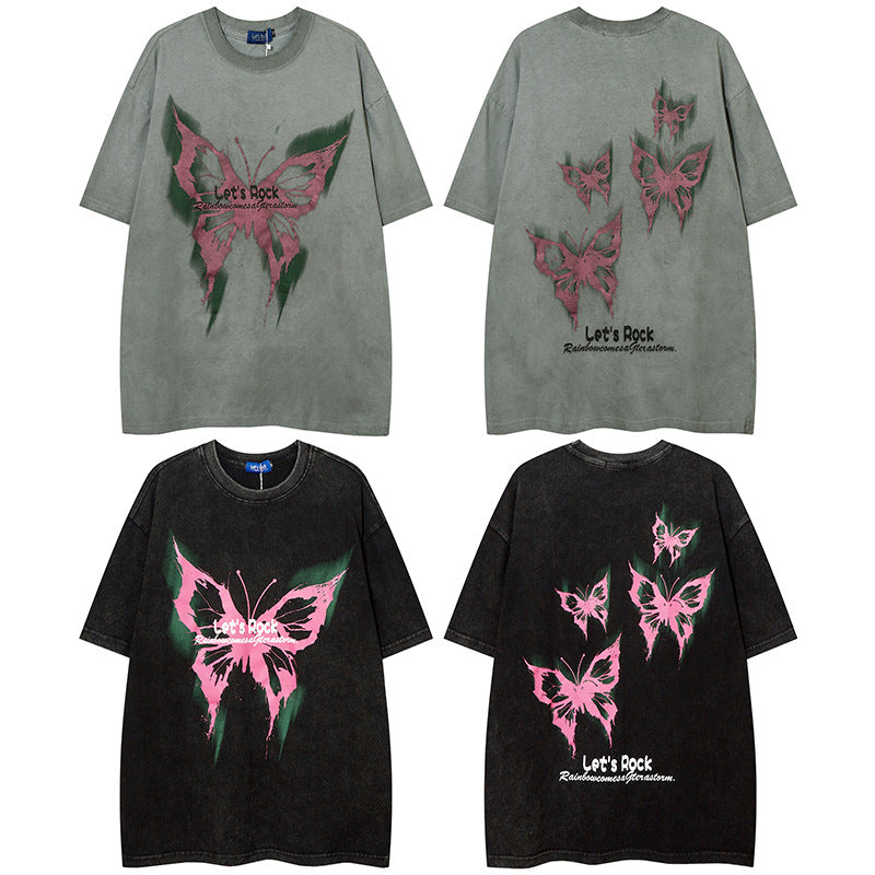 High-quality pure cotton T-shirt vingate campus butterfly chic