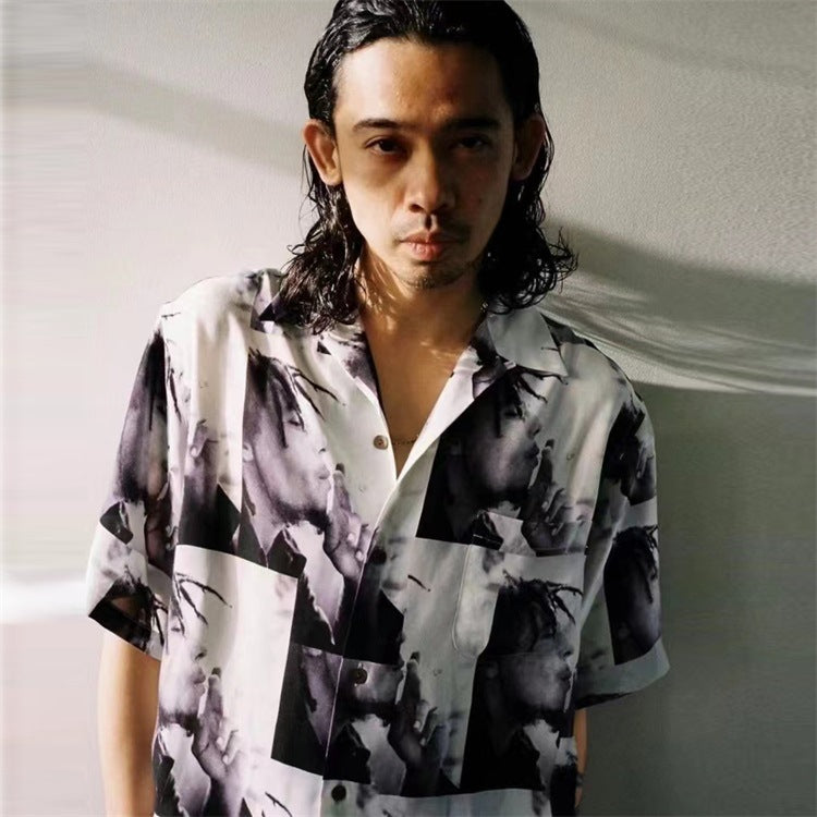 GUILTYPARTIES TIGER Shirts 23ss Reggae Music Godfather Portrait Printed Hawaiian Short Sleeve Shirt Men