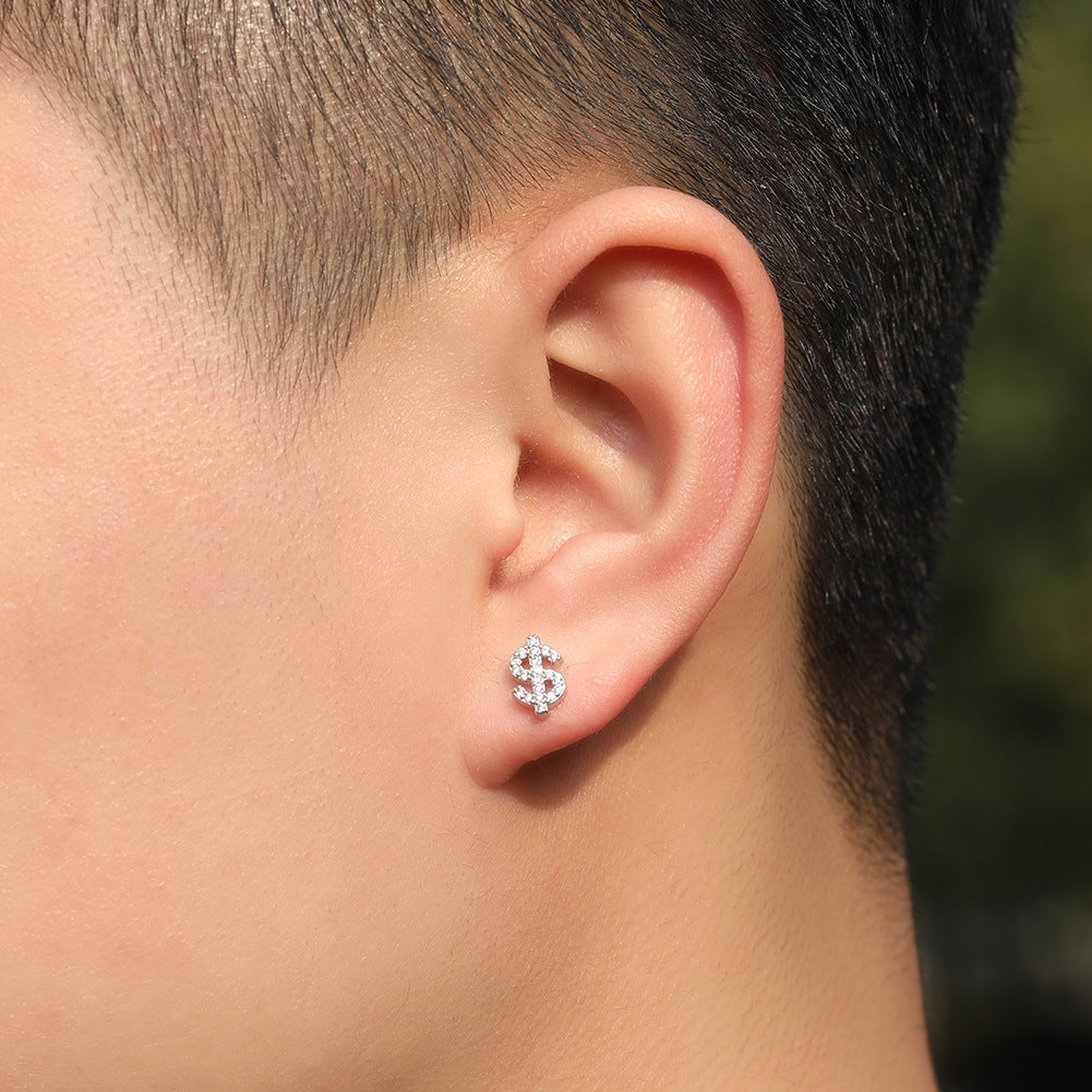 Earrings Zircon ' $' Shape Earring
