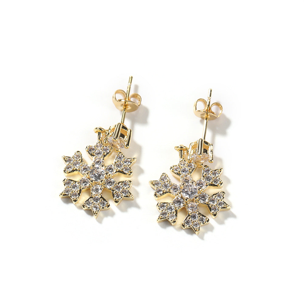Earrings Christmas Gift Snowflake Shaped Zircon Earrings St. Valentine's Spectrum snowflake