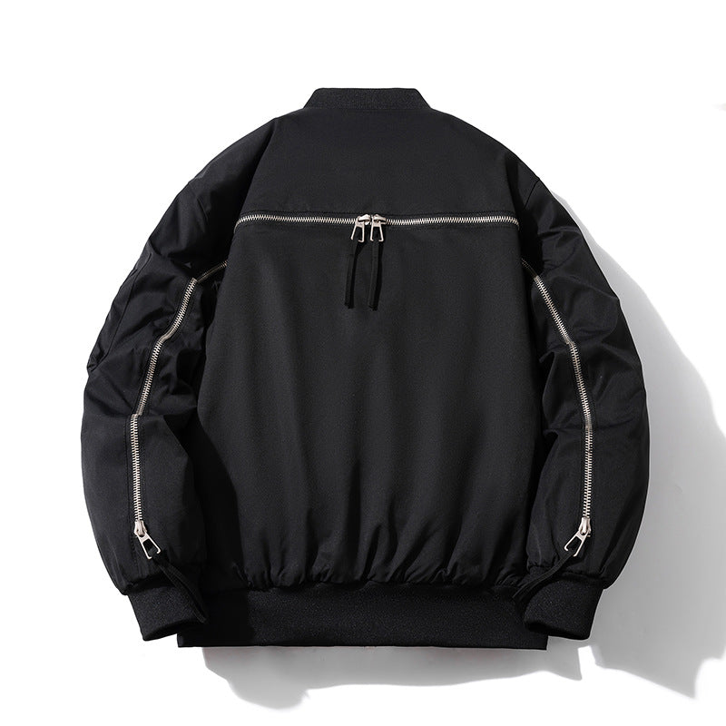 Mens Vintage Jackets Zip Baseball Collar Thermal Bomber Jacket