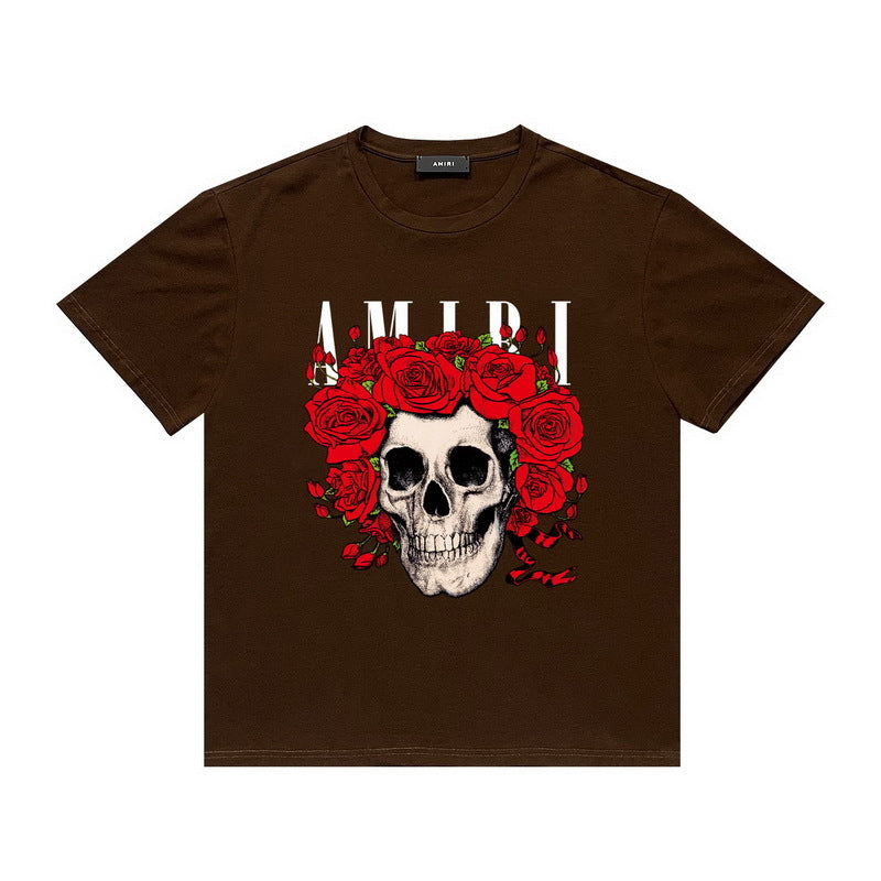 Amiri T Shirt Printed Casual Hip Hop round Neck Short Sleeve T-shirt