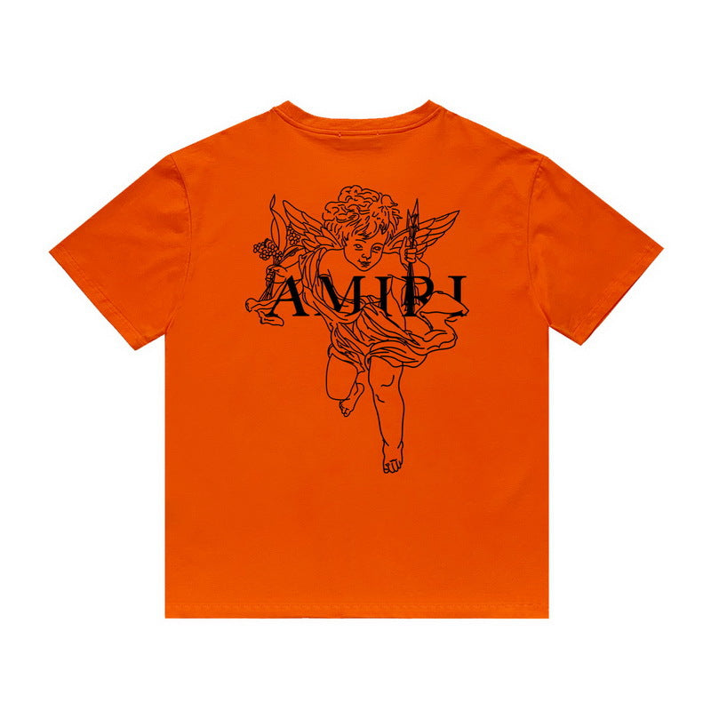 Amiri T Shirt Angel Sketch Printed Casual Hip Hop Short Sleeve T-shirt