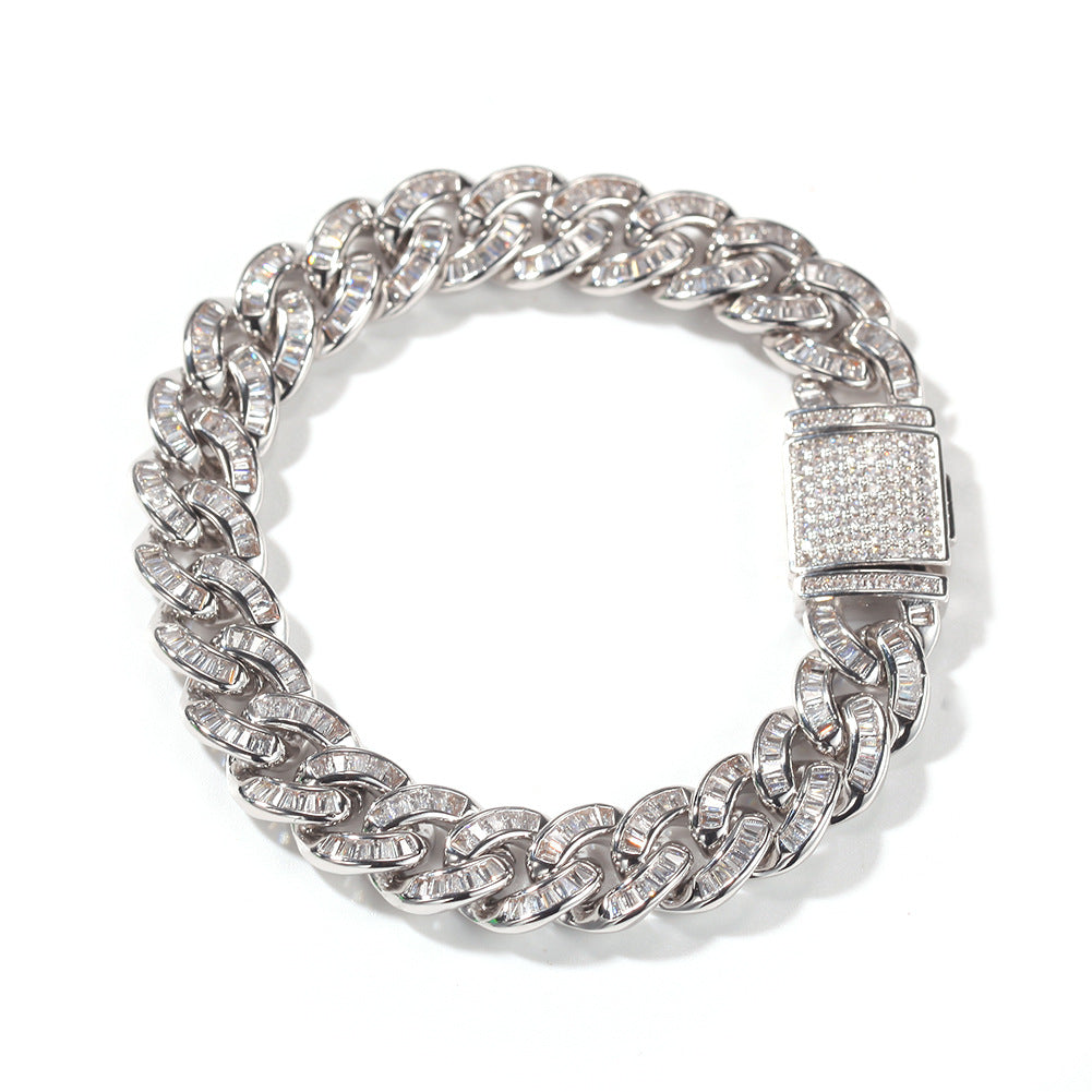 Bracelet Pure T Square Cuban Bracelet ins Wind Diamond Large Gold Chain Spectrum