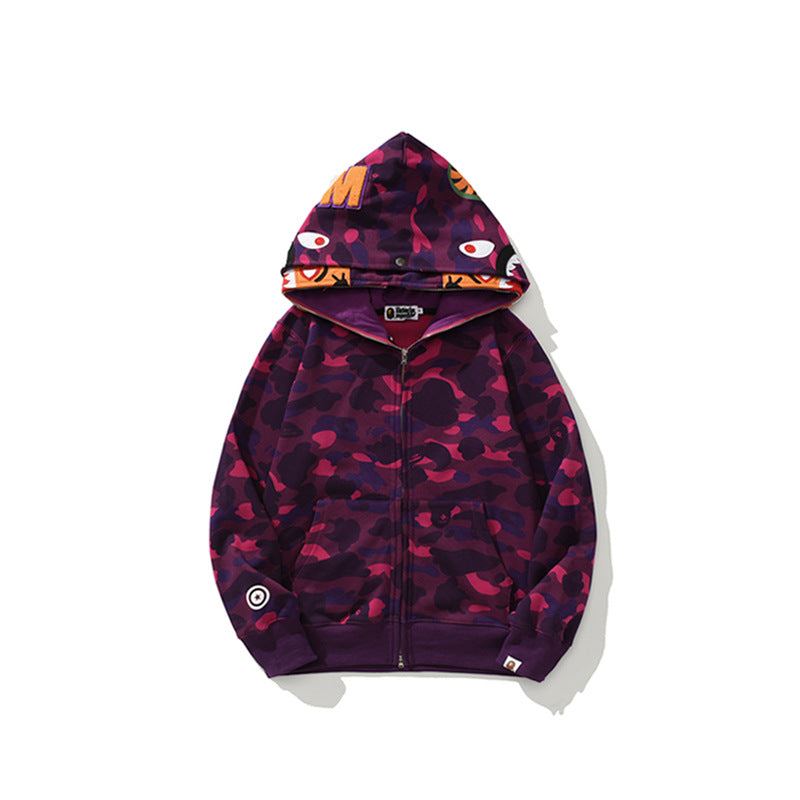 Ape Hoodie Double Hat Tiger Head Sweater Men's Cardigan