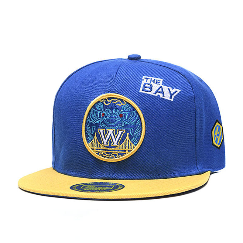 Trendy flat brimmed snapback hats embroider sunshade for men and women