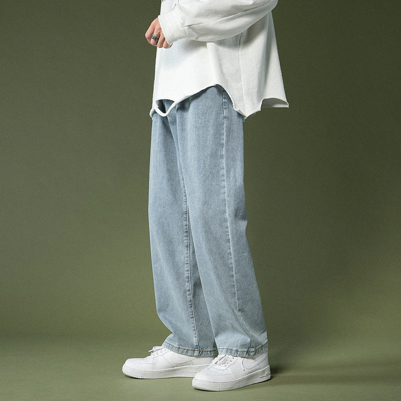 Men Jeans Straight Loose Summer Boys Casual Trousers