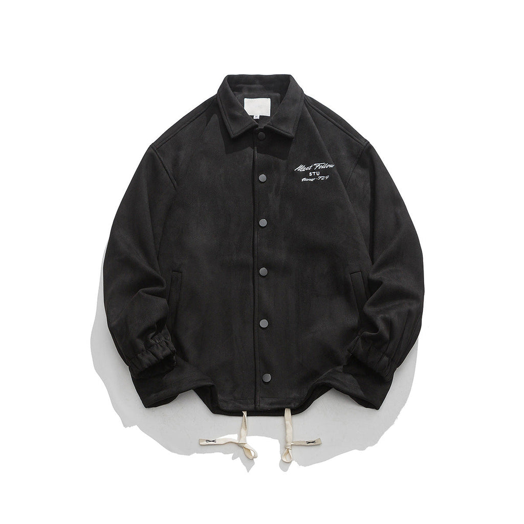 Unisex Jacket Vintage Embroidered Jacket Men's and Women's Loose Casual Suede Coach Jacket