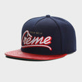 Trendy flat brimmed snapback hats embroider la creme breathable mesh