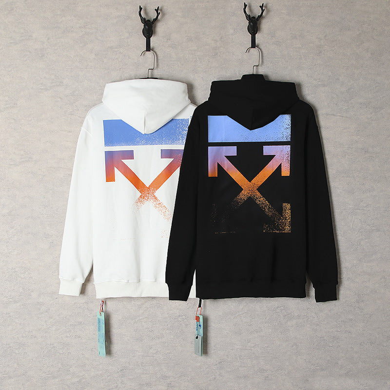 OW  hoodie Color gradual change Arrow pattern Pullover Hood