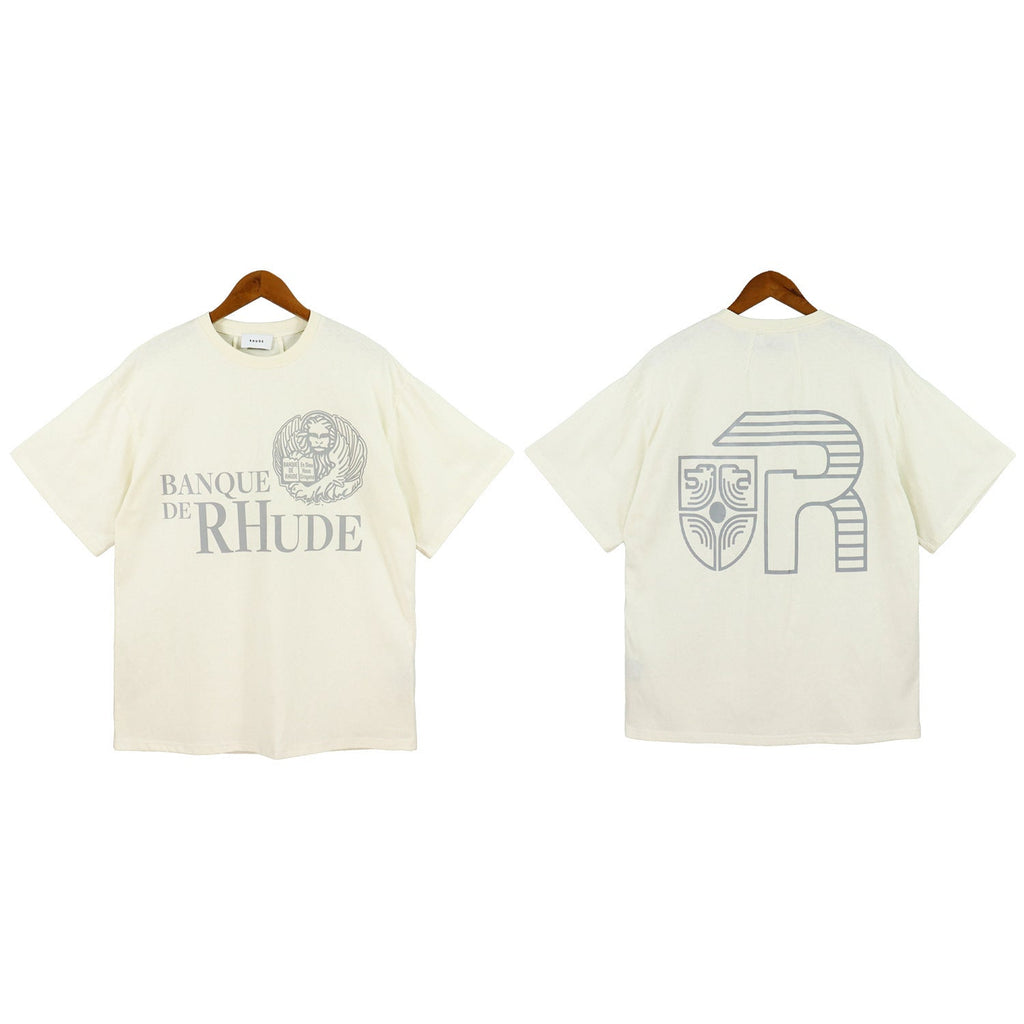 Rhude T Shirt Micro Label Letter Logo Line Pattern Short Sleeve T-Shirt Loose
