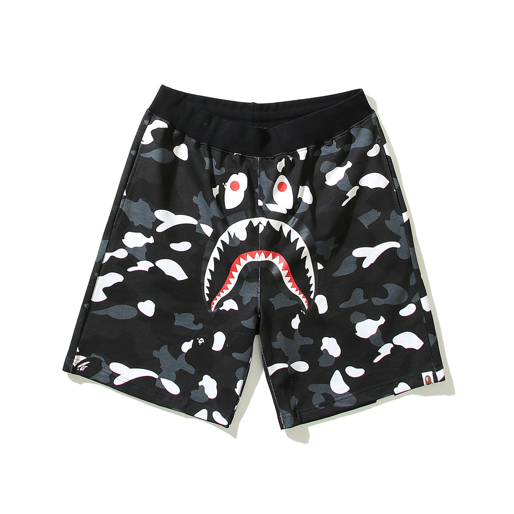 Bathing ape Bape Shorts camouflage luminous shark terry straight beach pants
