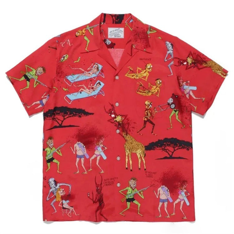 GUILTYPARTIES TIGER Shirts Anniversary Limited Ghost Graffiti Devil Angel Hawaiian Short Sleeve Shirt Men